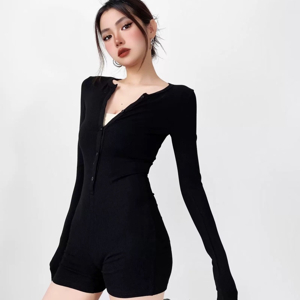 Black Long Sleeve Romper